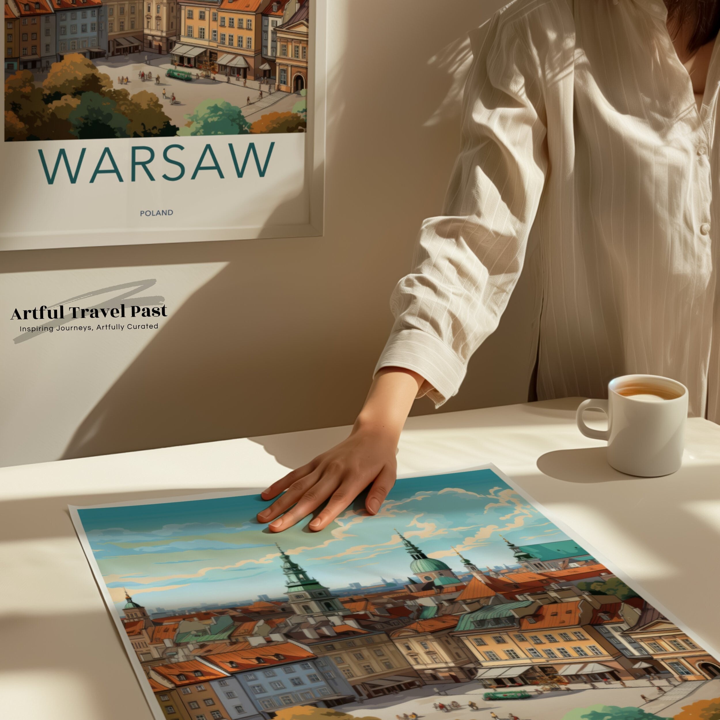 Warsaw Cityscape Wall Art Print, European Architecture Poster, Urban Landscape Home Decor, Poland Travel Souvenir