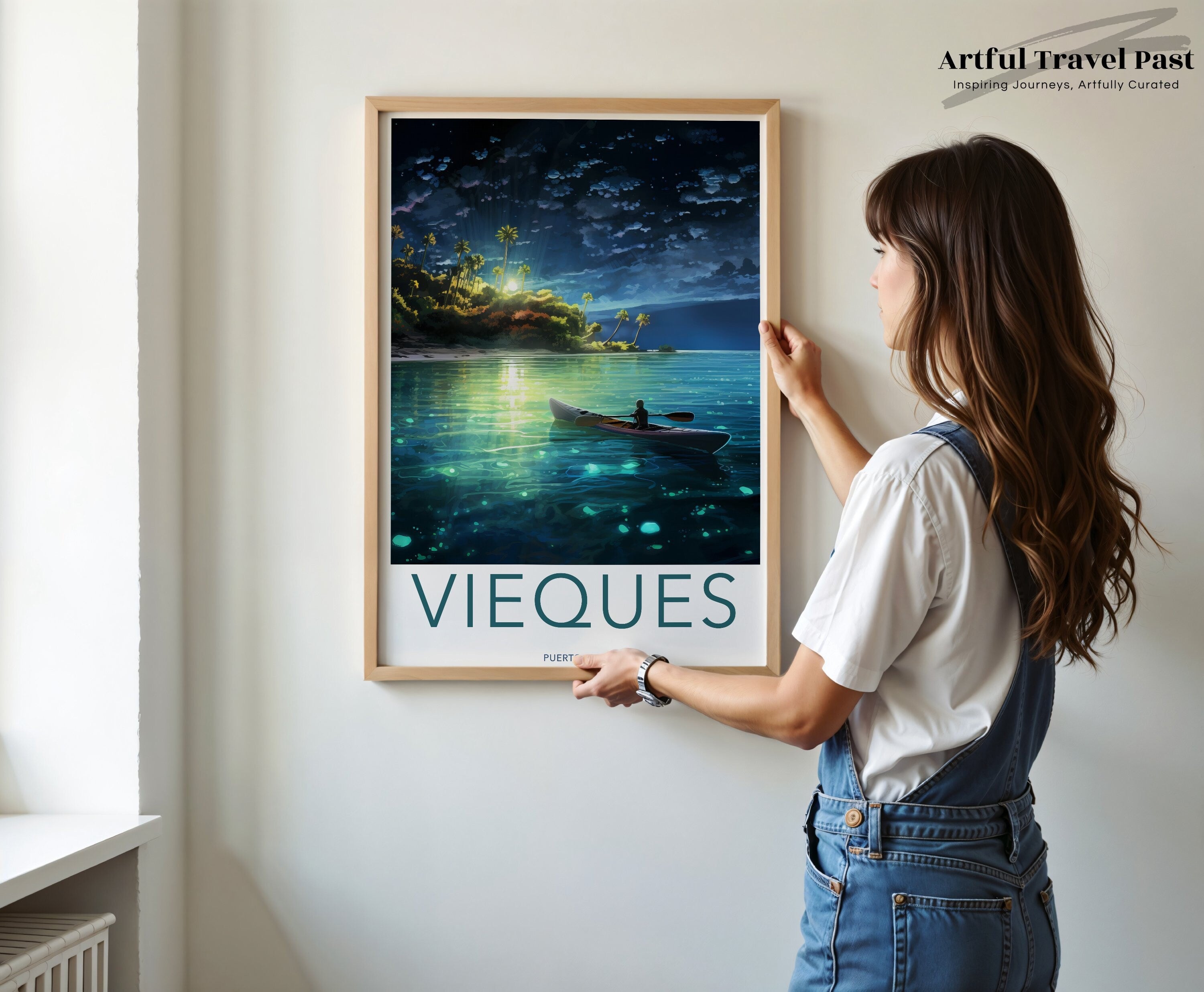 Vieques Puerto Rico Wall Art, Tropical Beach Print Decor, Scenic Ocean Night View, Serene Island Landscape, Home Decor