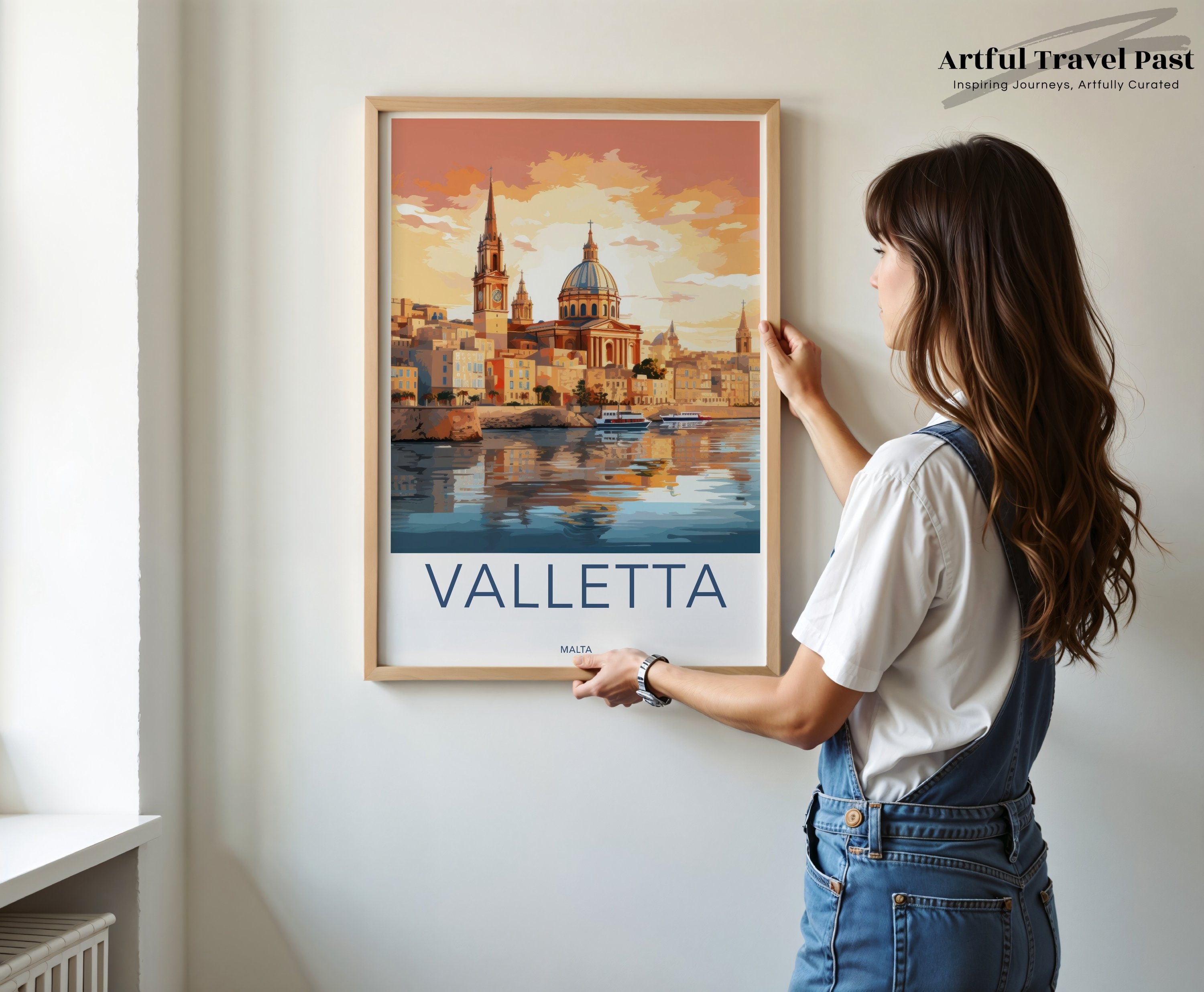 Valletta Cityscape Print, Malta Wall Art, Sunset Skyline Art, Mediterranean Town Poster, Seaside Architecture Decor