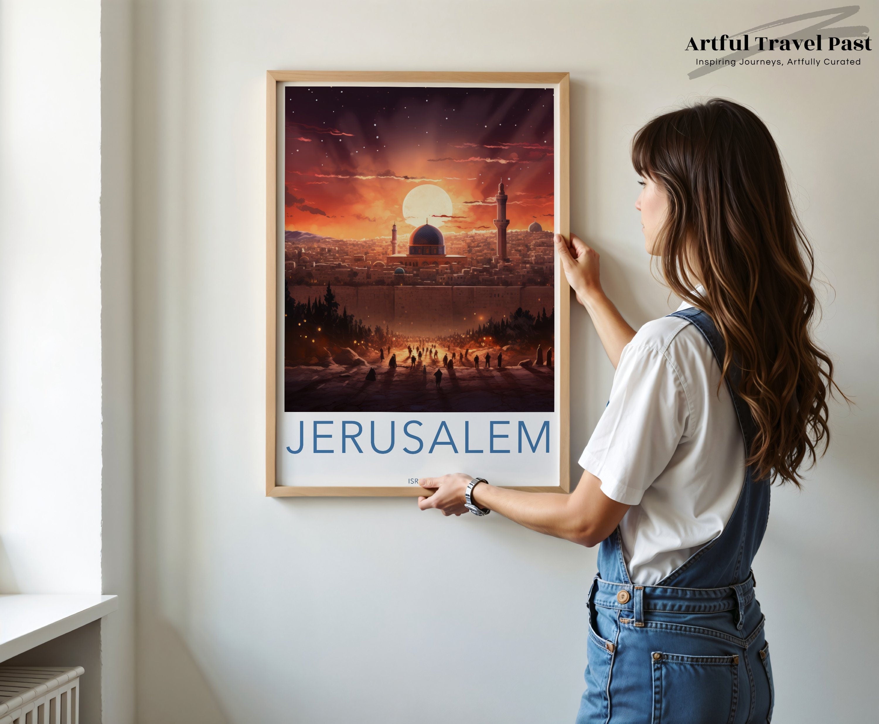 Jerusalem Sunset Wall Art, Israel Cityscape Print, Middle Eastern Home Decor, Travel Poster, Sunrise Landscape Artwork