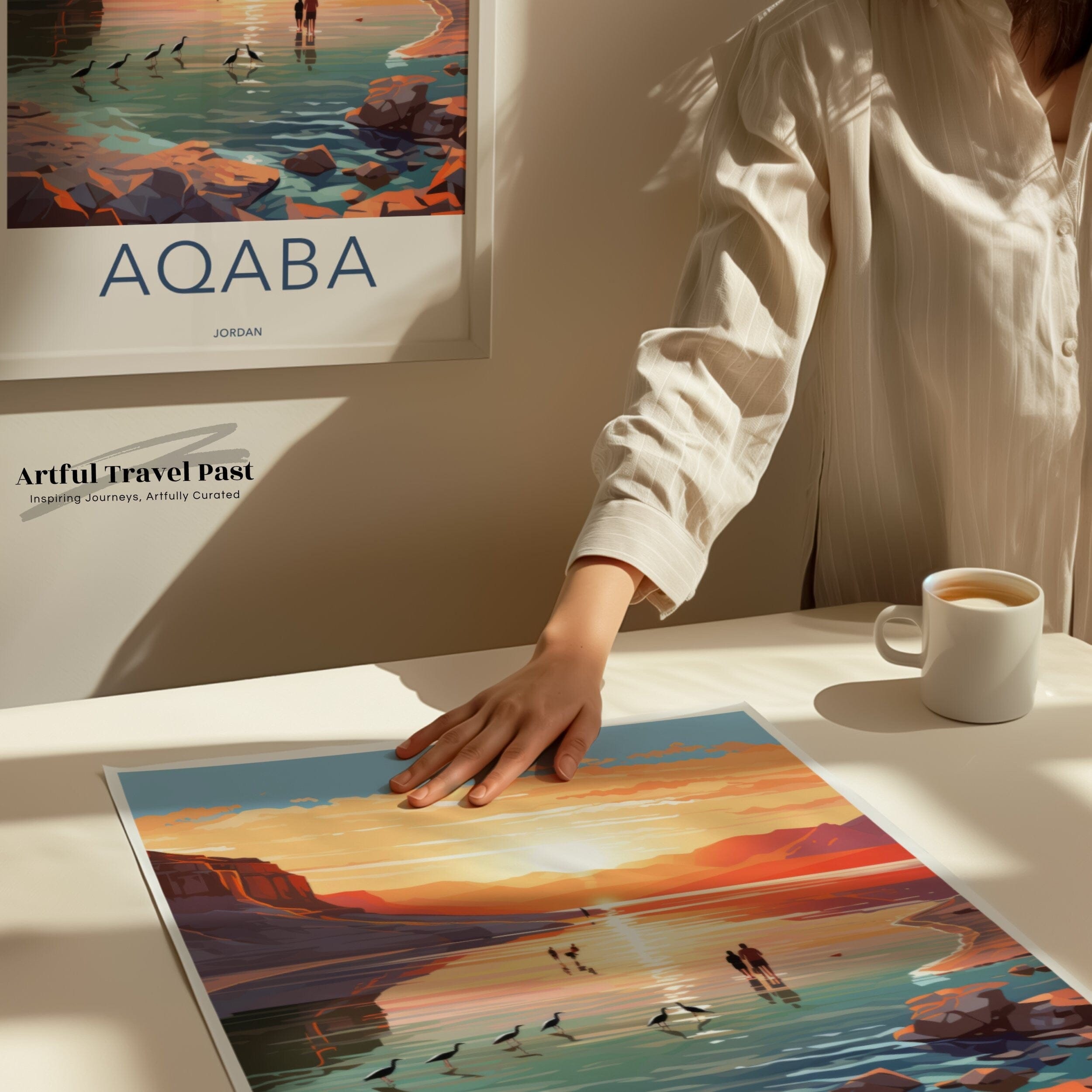 Wall Art Aqaba Poster | Coastal Sunset Print | Jordan Wall Art