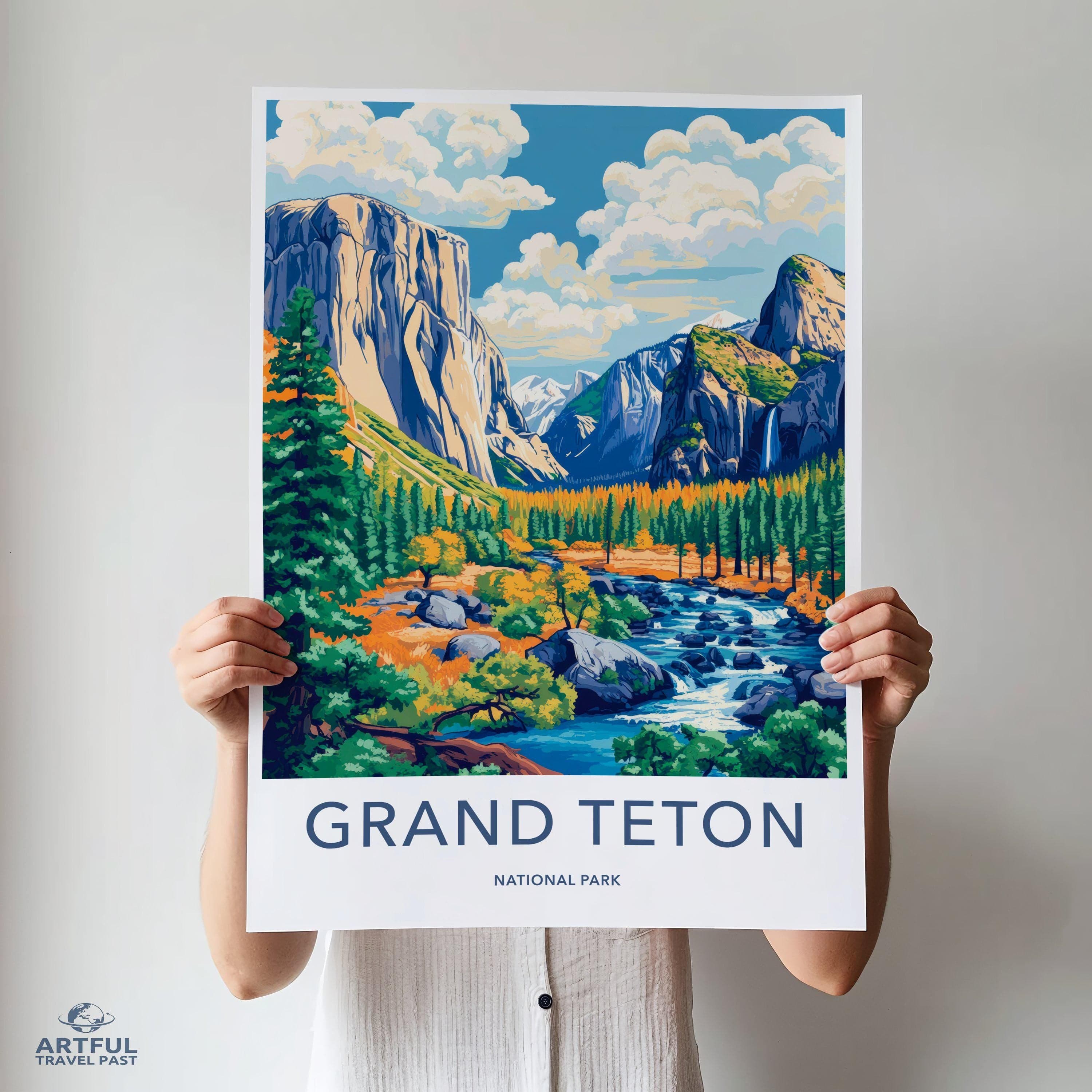 Grand Teton National Park Wall Art Print, Mountain Landscape Poster, Nature Decor for Home, Scenic Artwork for Living Room