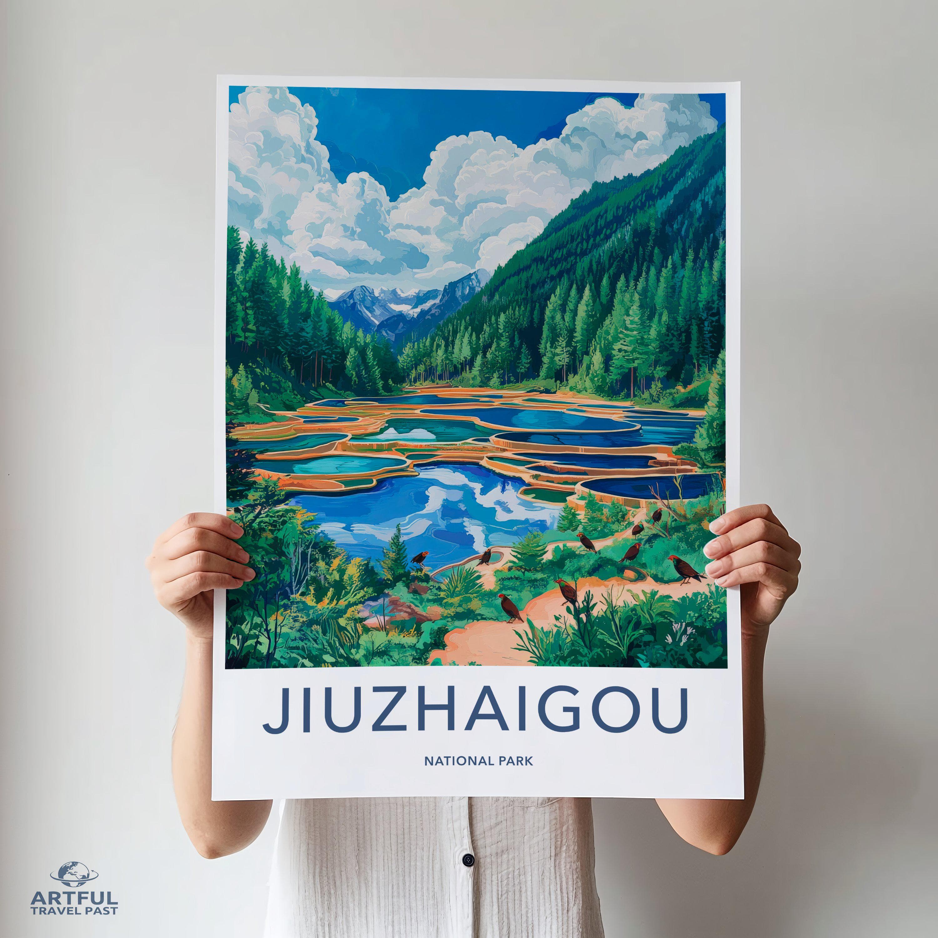 Jiuzhaigou National Park Wall Art, Scenic Landscape Print, Nature Poster, Mountain Lake Artwork, Home Decor, Travel Lover Gift