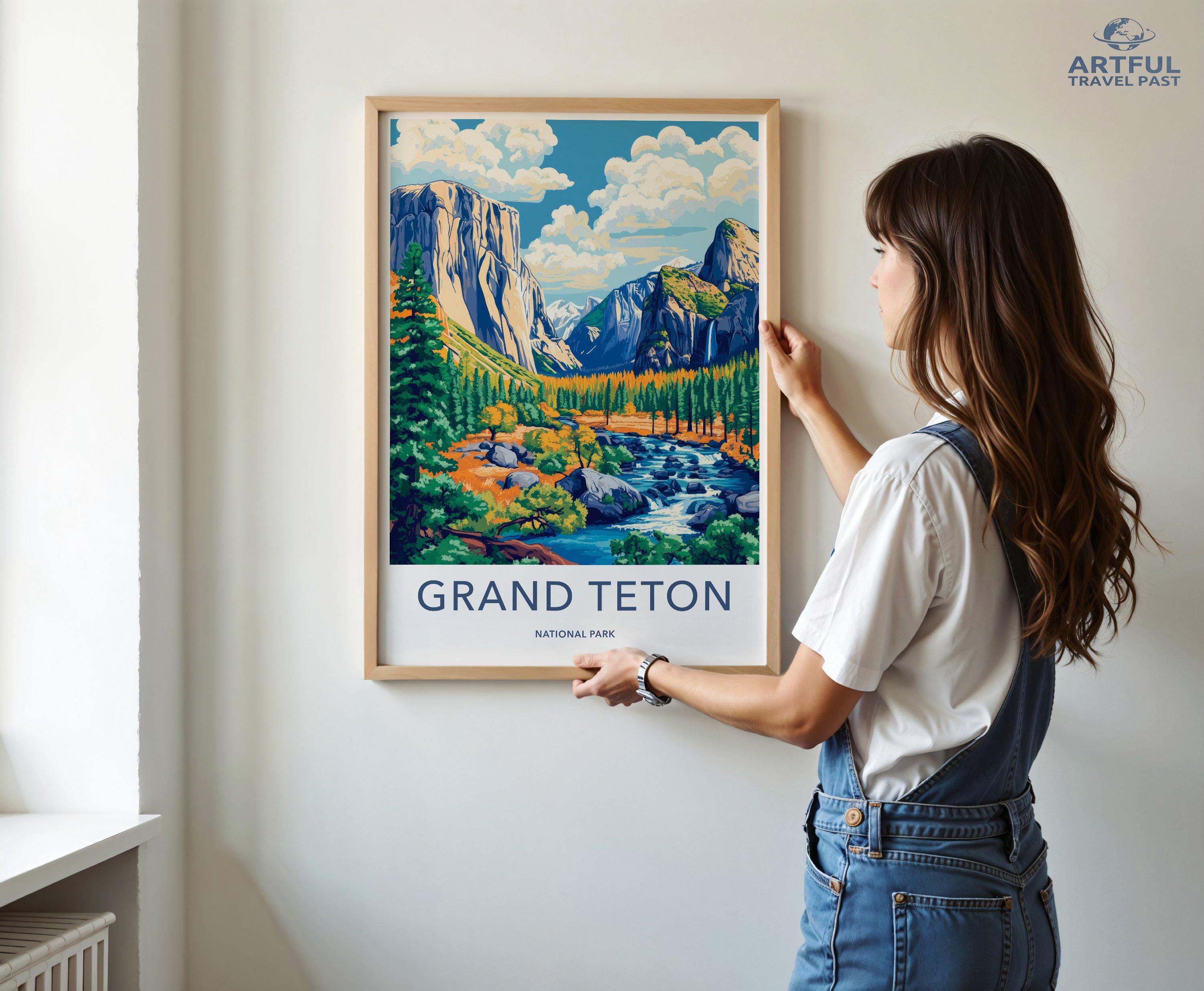 Grand Teton National Park Wall Art Print, Mountain Landscape Poster, Nature Decor for Home, Scenic Artwork for Living Room