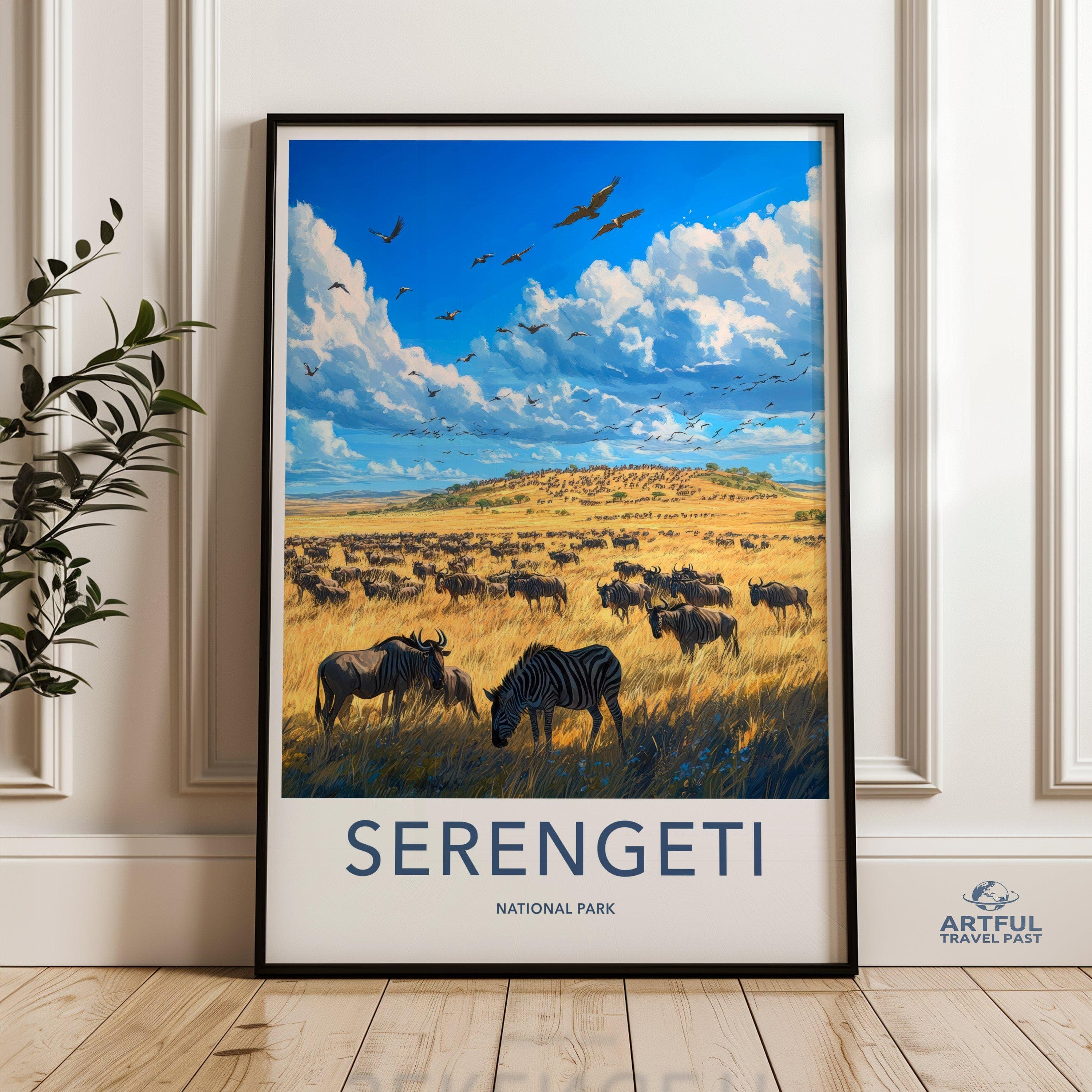 Serengeti National Park Wall Art, Wildlife Landscape Print, Nature Inspired Home Decor, Scenic Art Piece, Serengeti Animal Poster