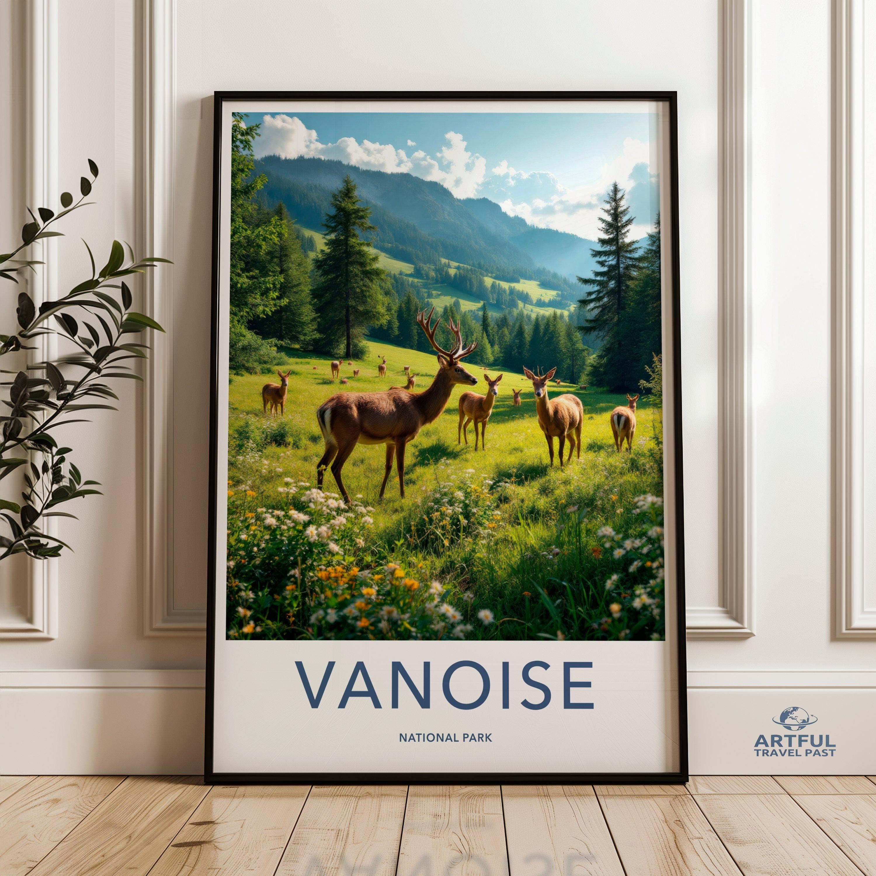 Deer in Vanoise National Park, Scenic Nature Wall Art, Majestic Elk in Forest, Landscape Photography Print, Wilderness Décor