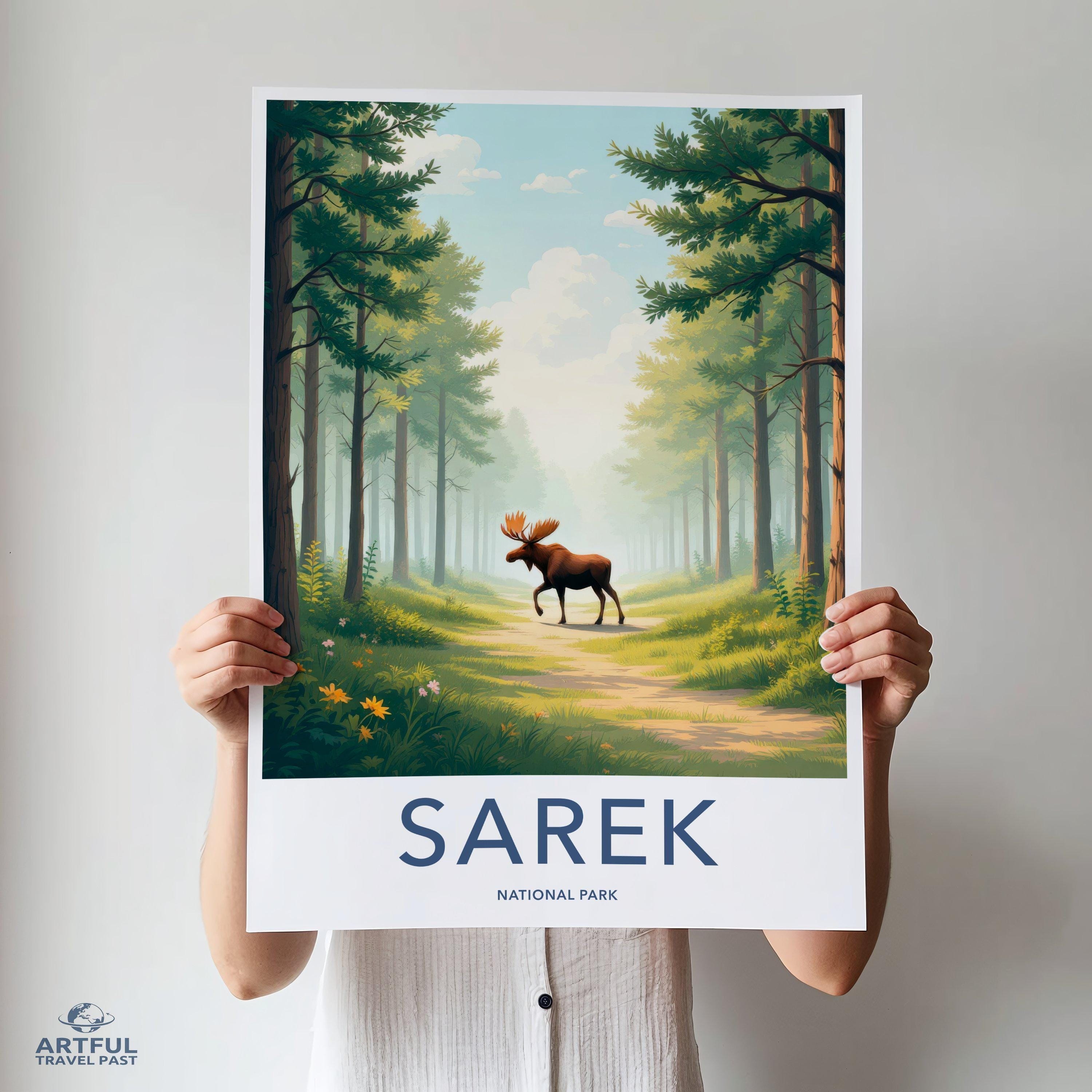 Sarek National Park Poster, Moose in Forest, Scenic Wall Art, Nature Landscape Print, Wilderness Decor, Wildlife Artwork