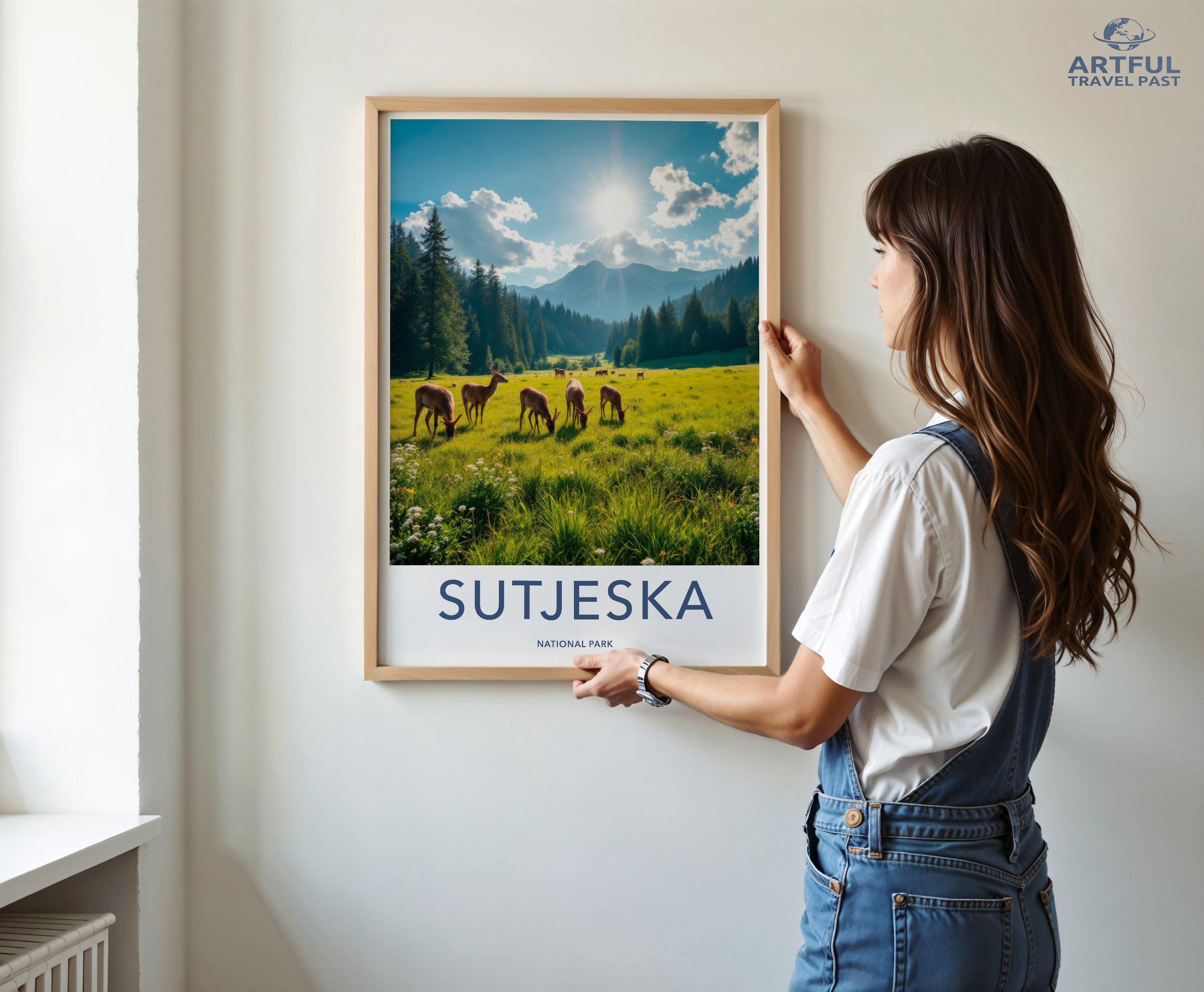 Stunning Sutjeska National Park Wall Art, Beautiful Nature Landscape with Deer, Picturesque Mountain Scenery, Wildlife Photography Print