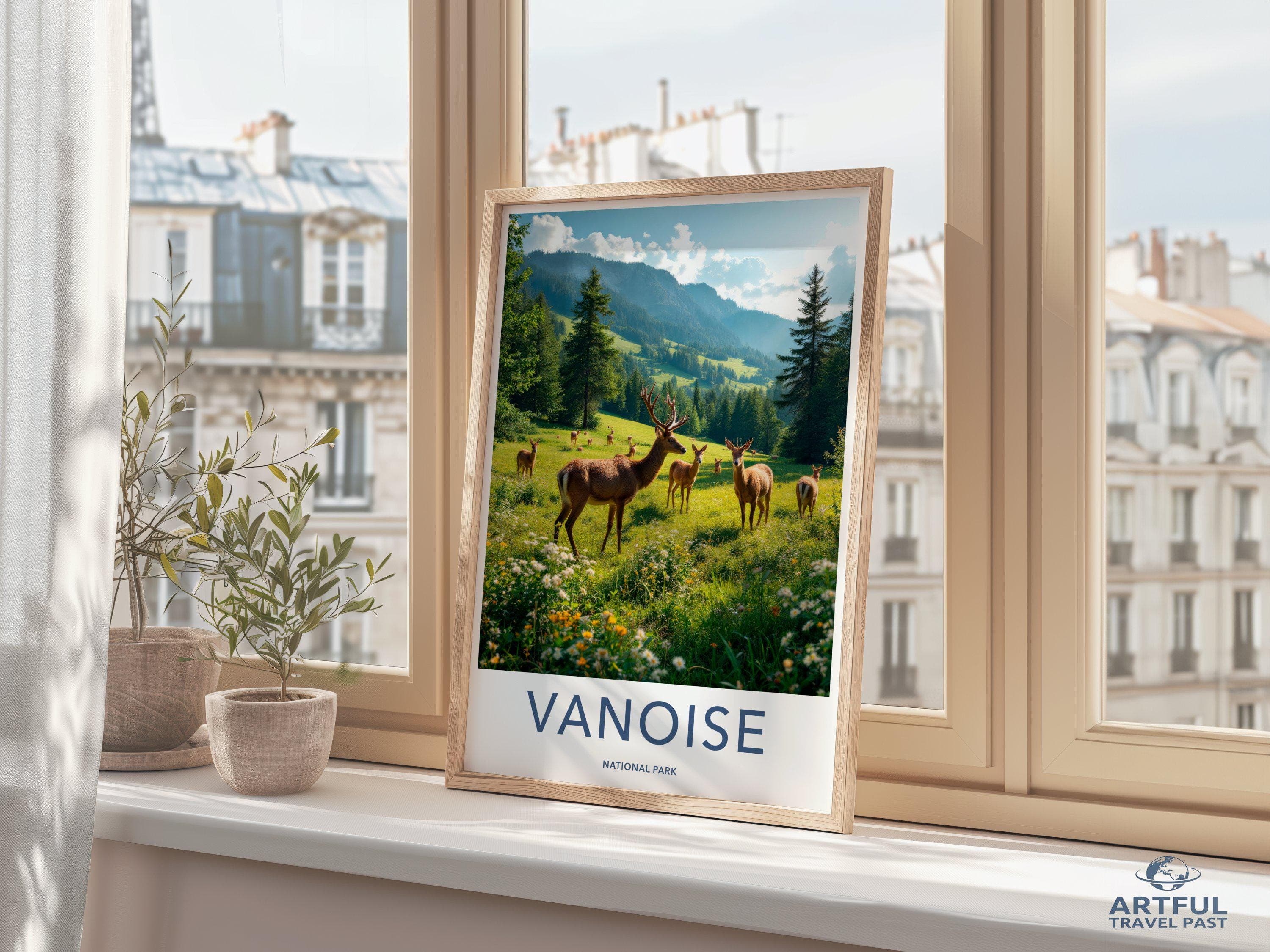 Deer in Vanoise National Park, Scenic Nature Wall Art, Majestic Elk in Forest, Landscape Photography Print, Wilderness Décor