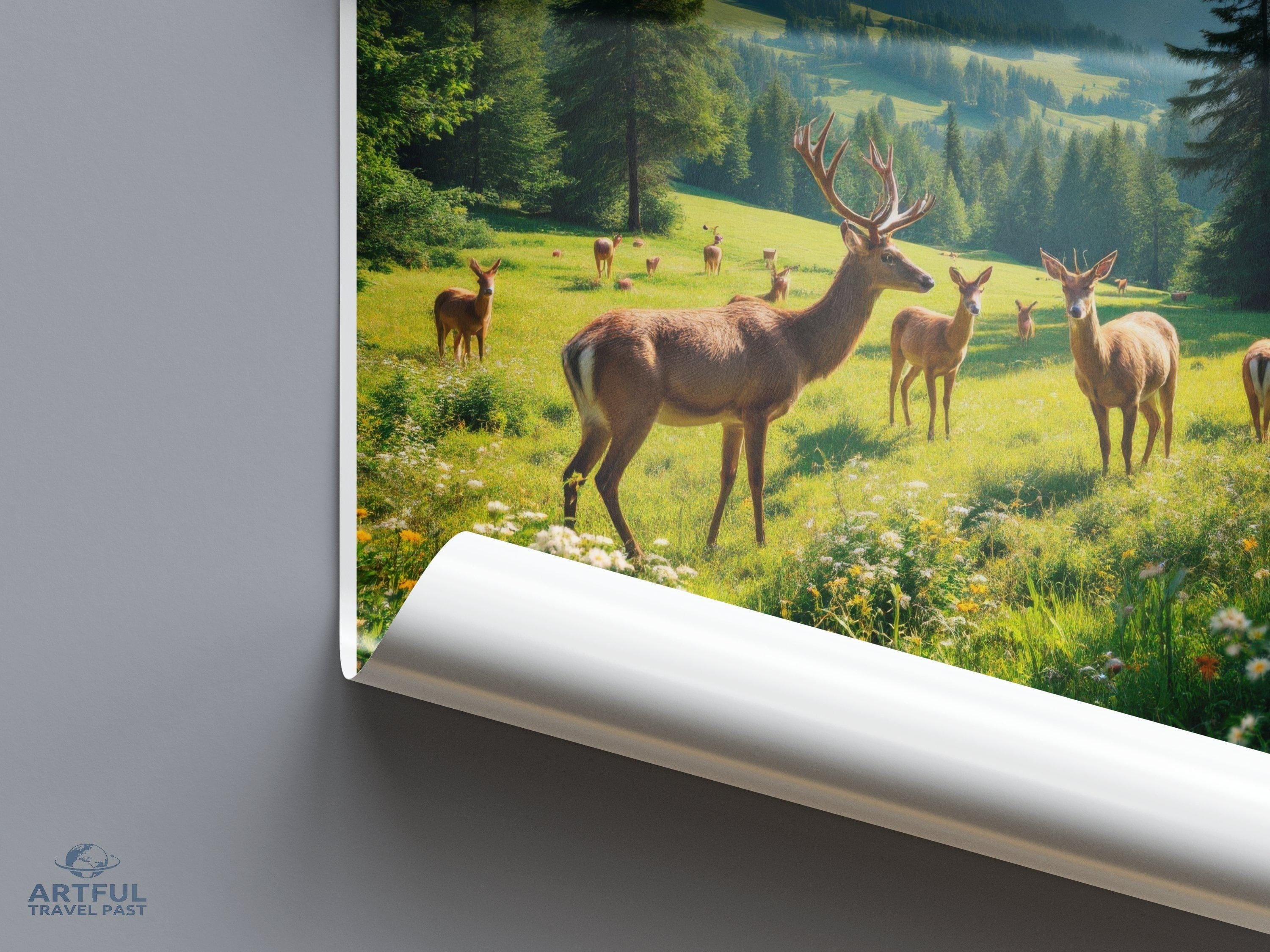 Deer in Vanoise National Park, Scenic Nature Wall Art, Majestic Elk in Forest, Landscape Photography Print, Wilderness Décor