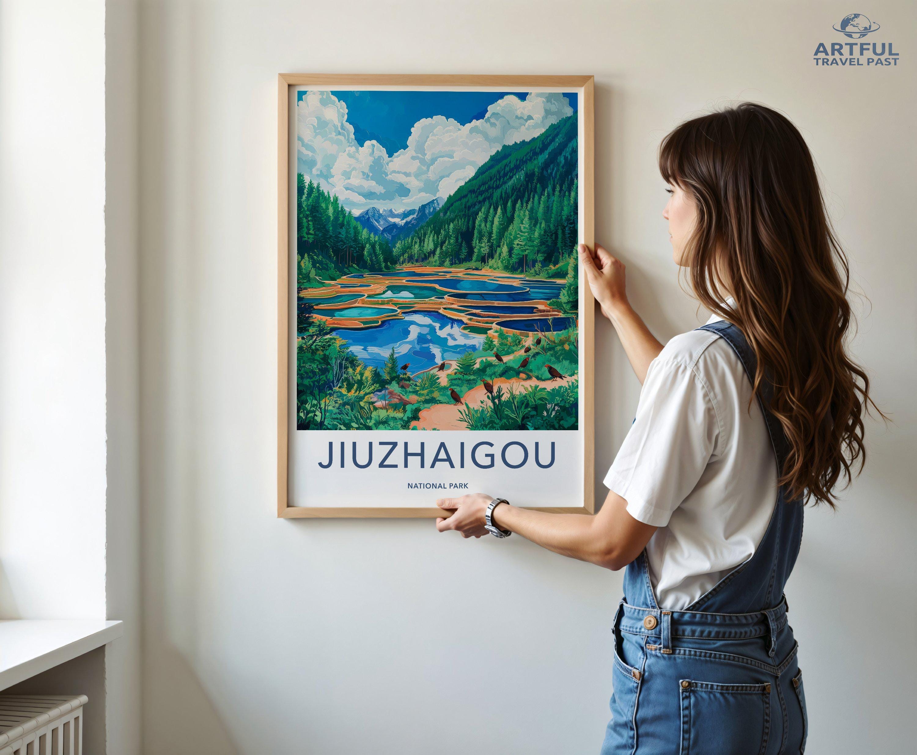 Jiuzhaigou National Park Wall Art, Scenic Landscape Print, Nature Poster, Mountain Lake Artwork, Home Decor, Travel Lover Gift