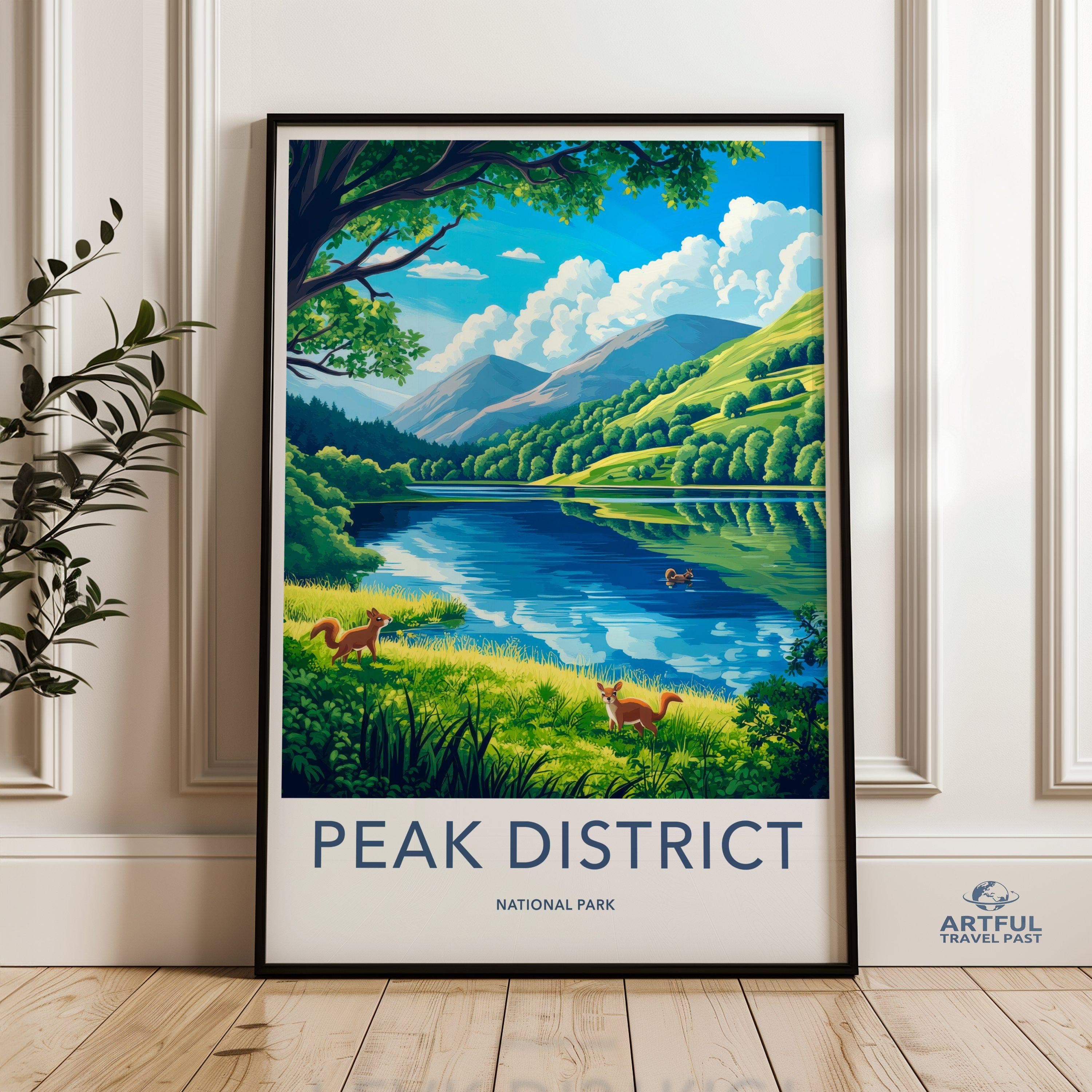 Peak District National Park Wall Art, Scenic Landscape Print, Nature Poster, Mountain View Art, Forest and Lake Decor