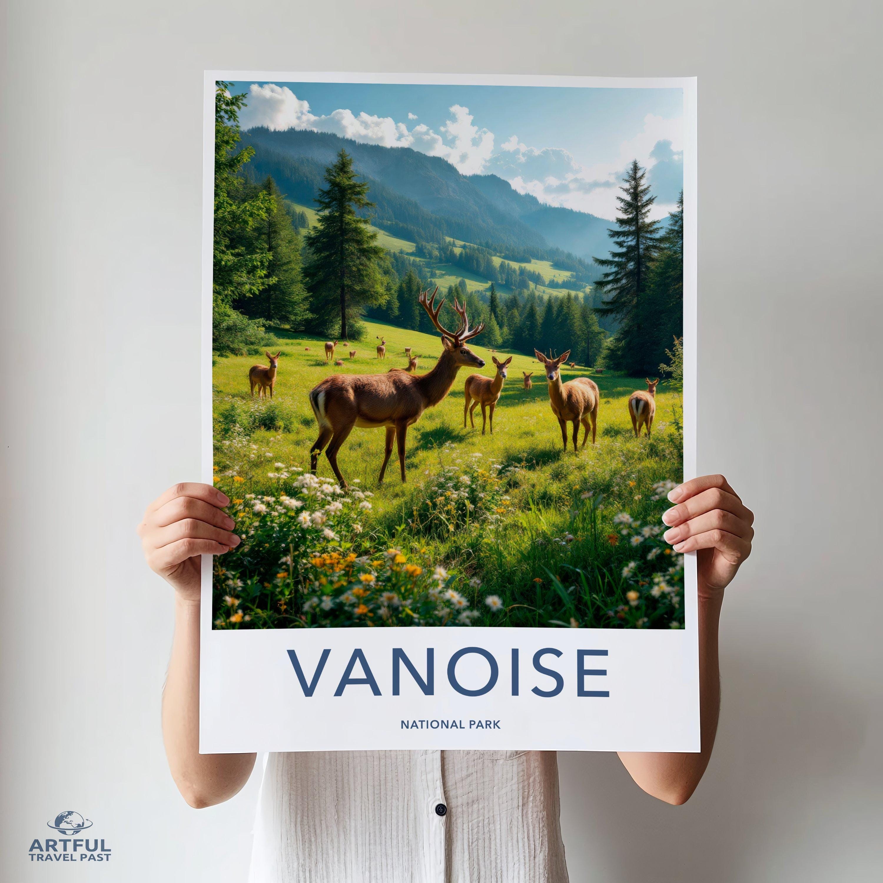 Deer in Vanoise National Park, Scenic Nature Wall Art, Majestic Elk in Forest, Landscape Photography Print, Wilderness Décor