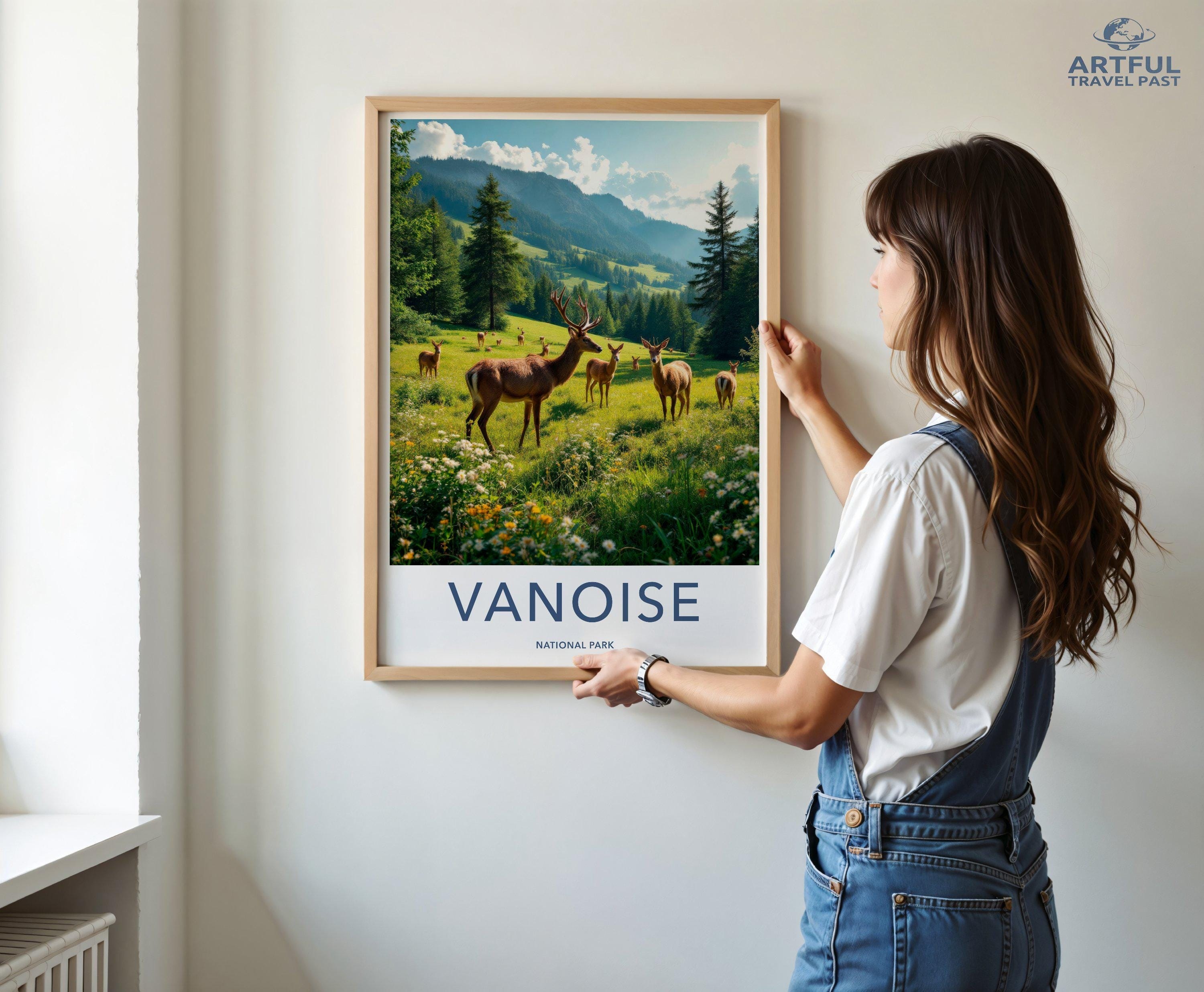 Deer in Vanoise National Park, Scenic Nature Wall Art, Majestic Elk in Forest, Landscape Photography Print, Wilderness Décor