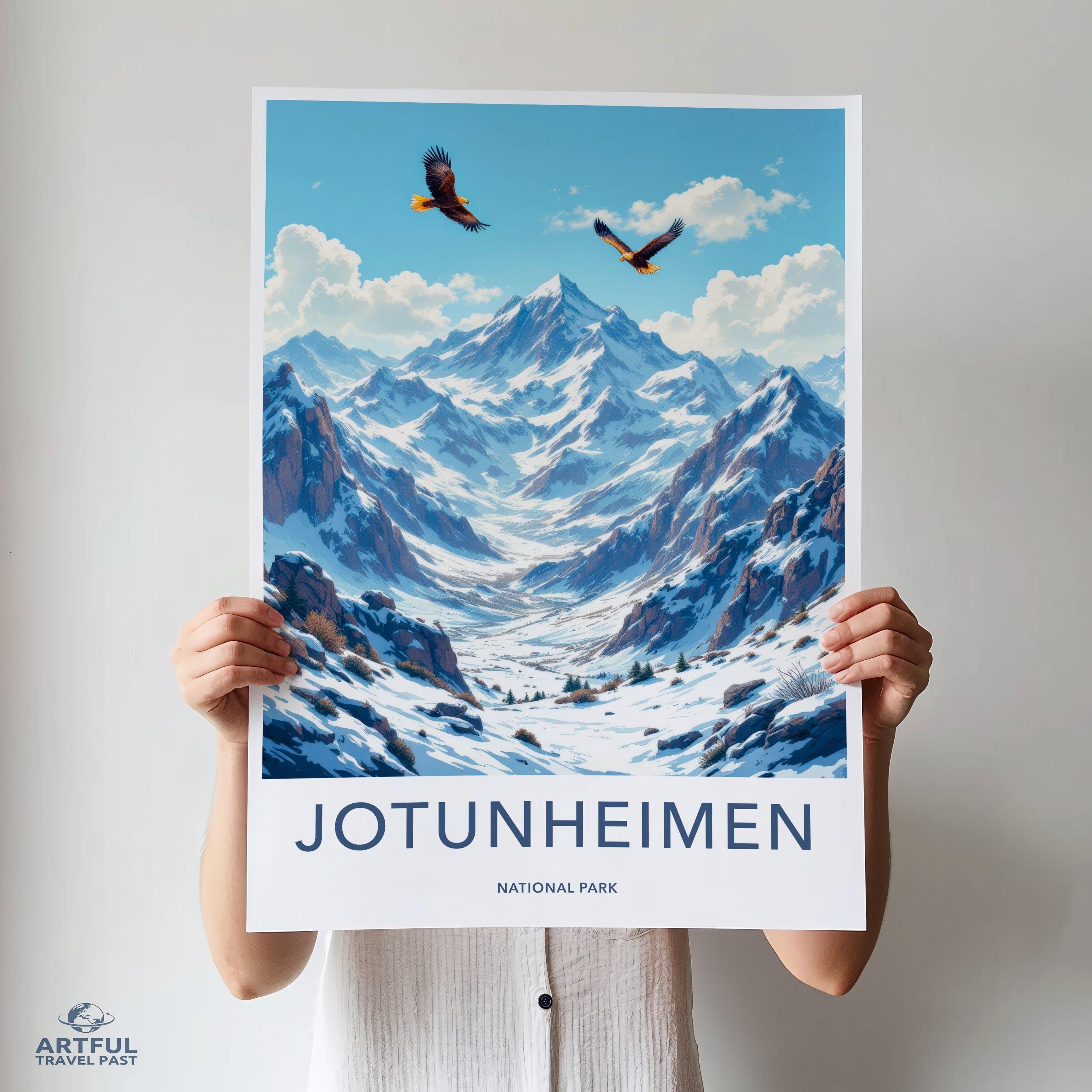 Jotunheimen National Park Wall Art, Scenic Mountain Print, Winter Landscape Poster, Nordic Nature Artwork, Majestic Snowy Peaks