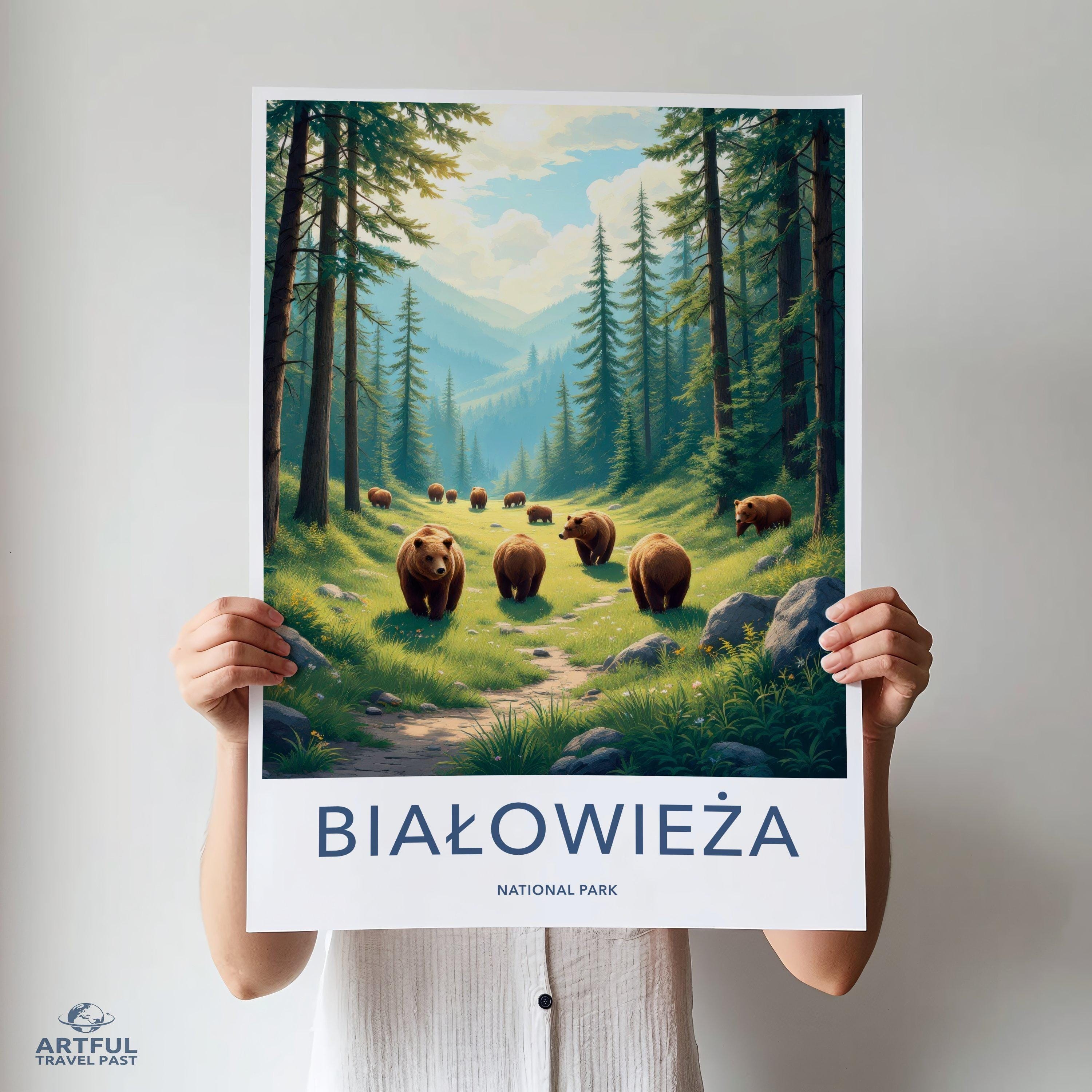 Bialowieza National Park Wall Art, Bear Forest Print, Wildlife Nature Poster, Scenic Home Decor, Landscape Artwork for Living Room