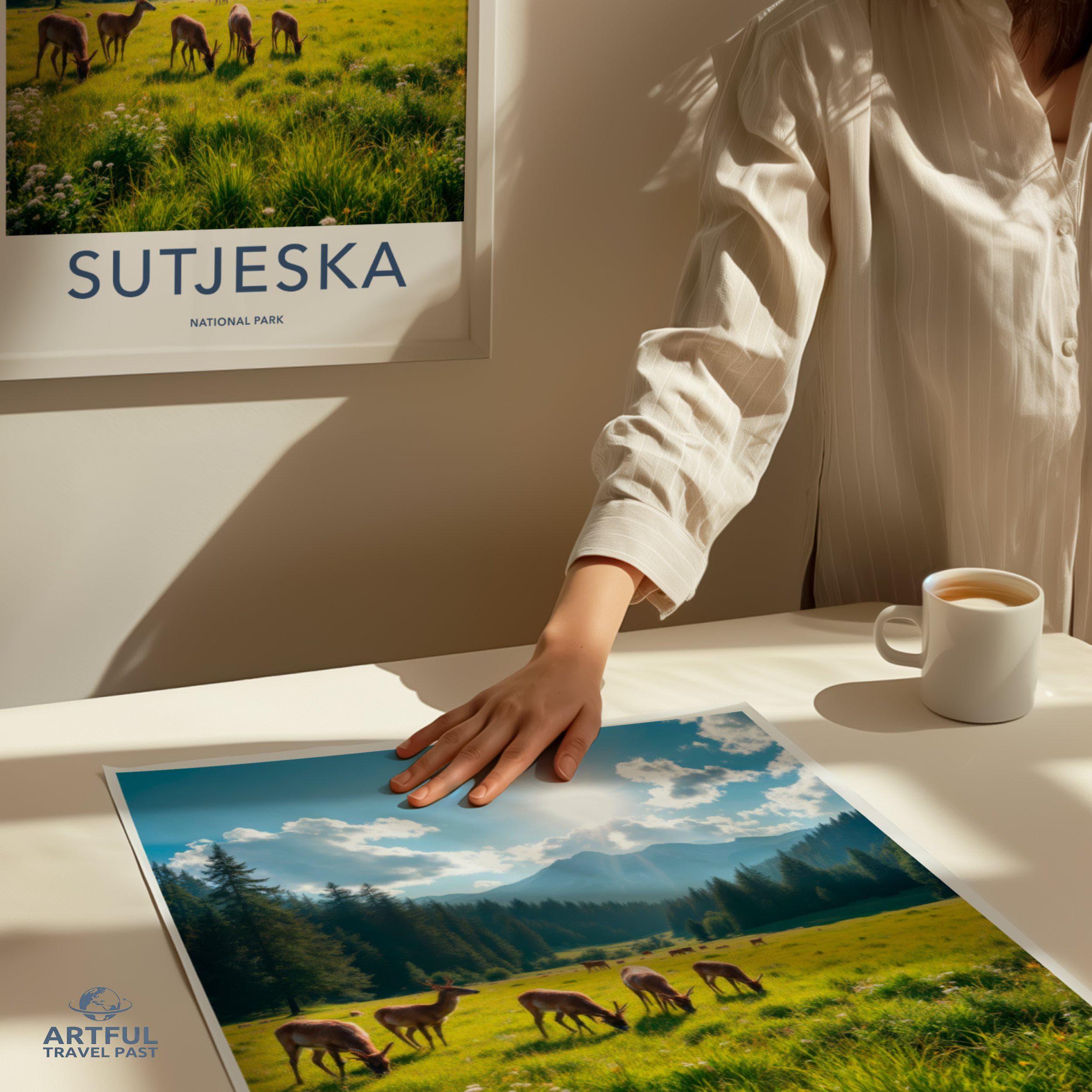 Stunning Sutjeska National Park Wall Art, Beautiful Nature Landscape with Deer, Picturesque Mountain Scenery, Wildlife Photography Print