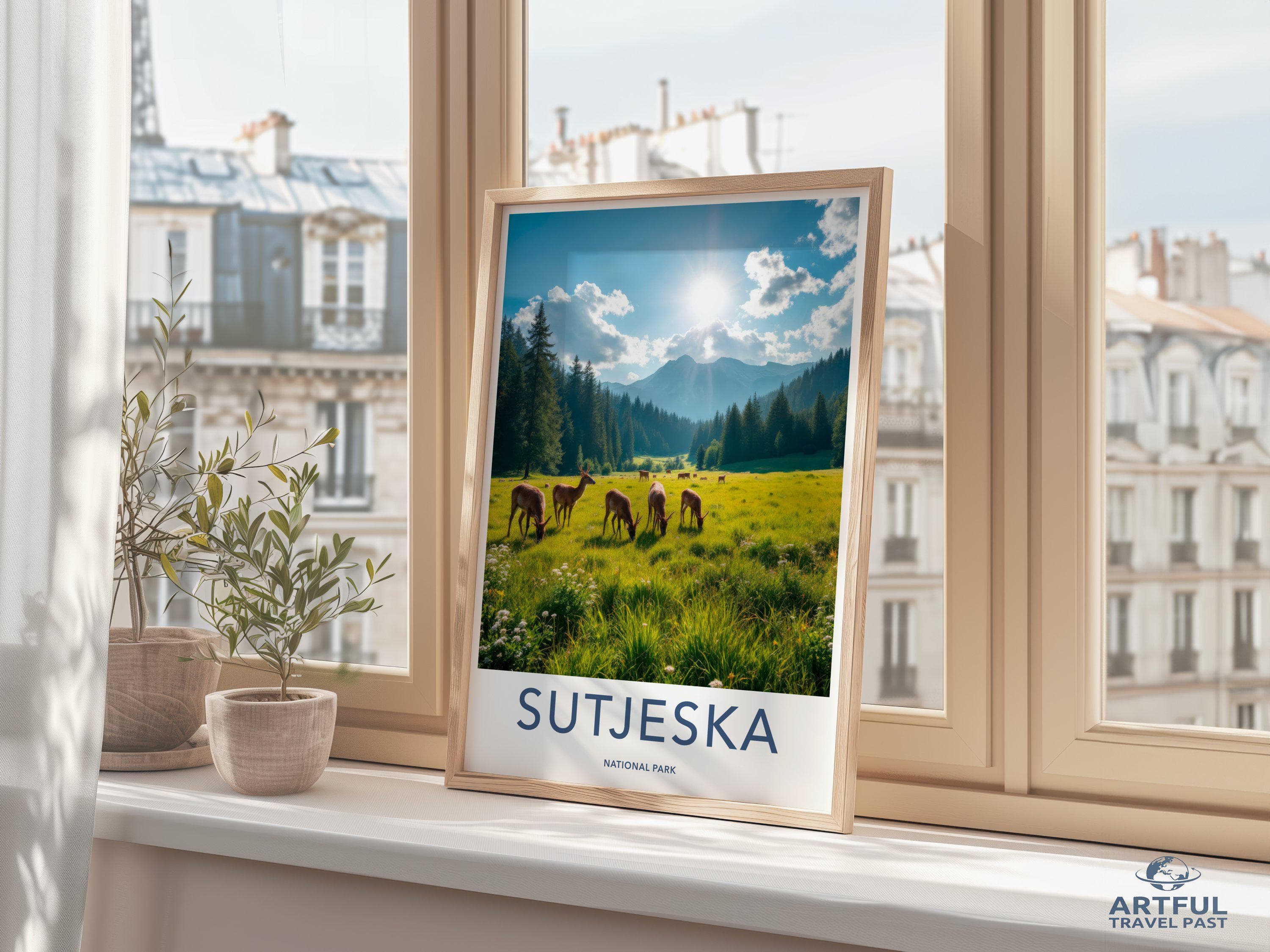 Stunning Sutjeska National Park Wall Art, Beautiful Nature Landscape with Deer, Picturesque Mountain Scenery, Wildlife Photography Print