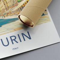 Turin Italy Travel Poster, Vintage Cityscape Print, Italian Wall Art, European Decor, City Illustration, Travel Souvenir, Artful Print