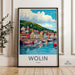 Vibrant Wolin Poland Wall Art, Colorful Coastal Town Print, Scenic Seaside Decor, Nautical Poster, Polish Harbor Artwork