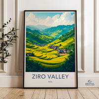 Ziro Valley India Wall Art, Vibrant Landscape Print, Scenic Nature Poster, Colorful Home Decor, Travel Themed Art, Stunning Mountain View