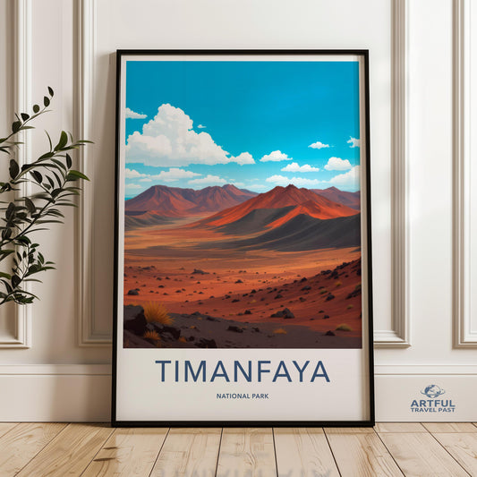Timanfaya National Park Wall Art, Vintage Travel Poster, Retro Landscape Print, Lanzarote Spain Art, Desert Scenic Print, Travel Decor