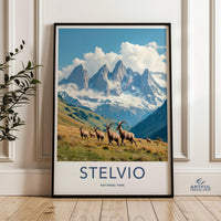 Stelvio National Park wall art, Mountain landscape poster, Alpine wildlife print, Nature scenery decor, Travel inspired art