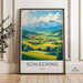 Schleching Germany wall art, mountain village poster, idyllic landscape painting print, scenic German countryside decor