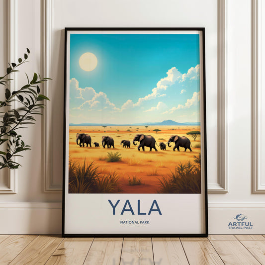 Yala National Park Wall Art, Elephant Family Poster, Wildlife Safari Decor, African Savanna Art Print, Exotic Landscape Artwork