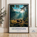 Seoraksan National Park Wall Art, Nature Landscape Print, Wild Boar Scene, Sunbeam Forest Decor, Korean National Park Poster