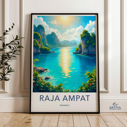 Raja Ampat Indonesia Wall Art, Scenic Nature Print, Tropical Island Decor, Coastal Landscape Art, Zen Beach Scene, Travel Poster