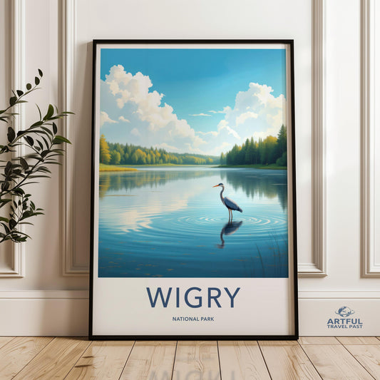 Wigry National Park Poster, Polish Landscape Print, Heron Lake Art, Nature Home Decor, Scenic Wall Art, Tranquil Water Scene