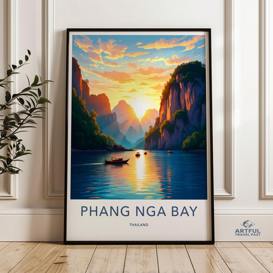 Phang Nga Bay Thailand Wall Art, Landscape Sunset Print, Scenic Nature Poster, Travel Photography, Tropical Paradise Decor