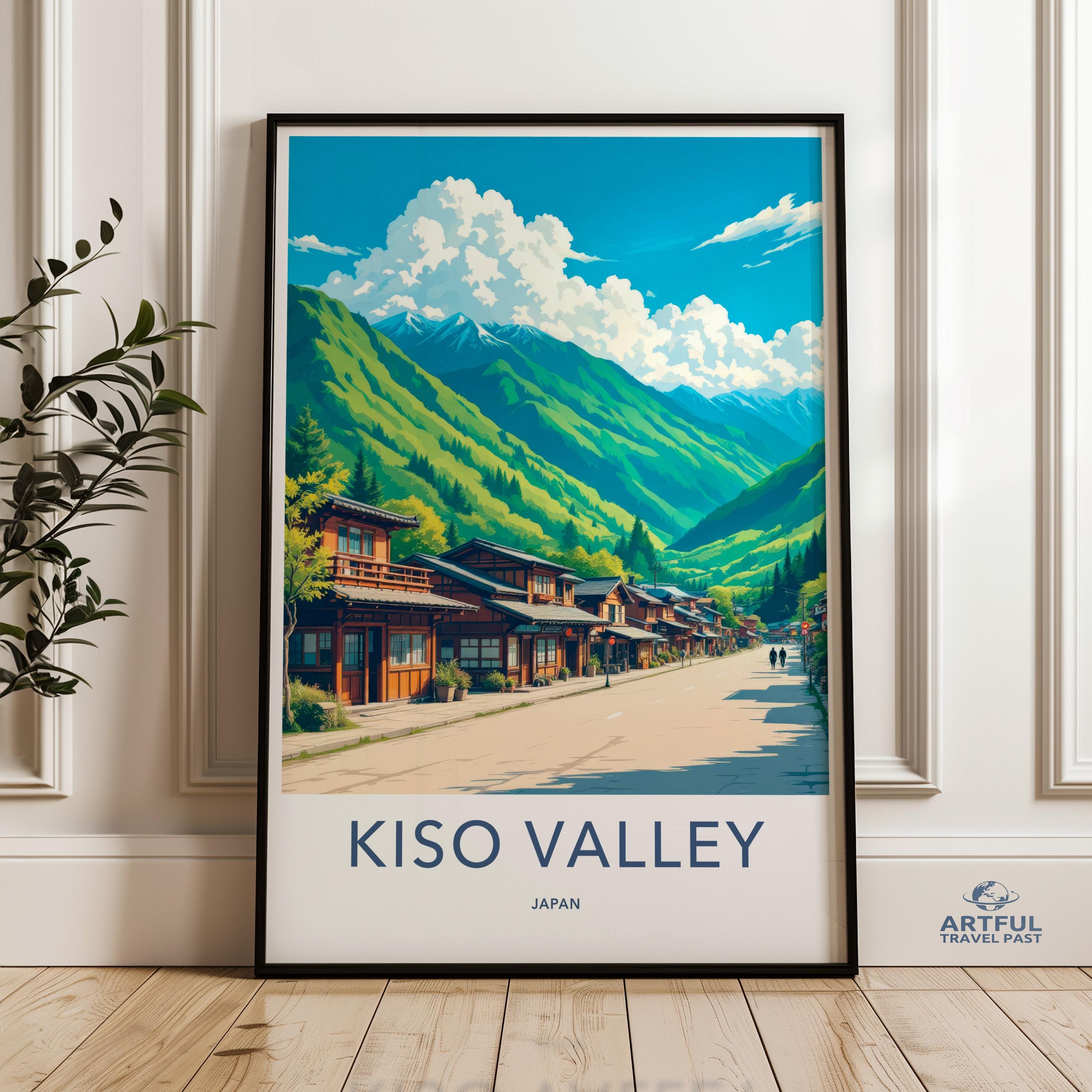 Beautiful Kiso Valley Japan Print, Japanese Landscape Poster, Scenic Wall Art Decor, Asian Art Illustration, Mountain View Artwork