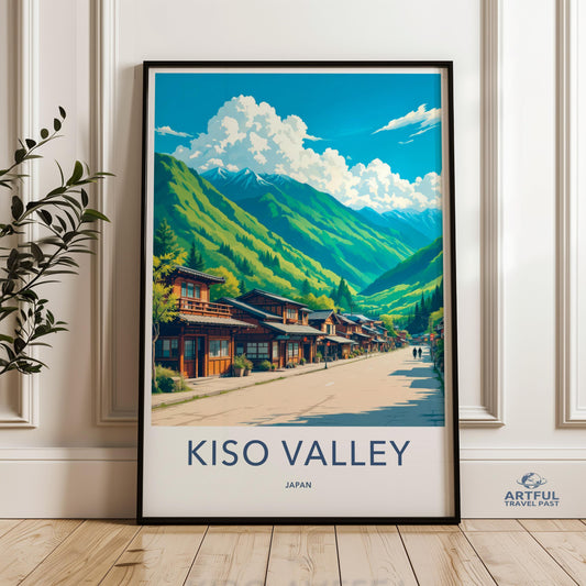 Beautiful Kiso Valley Japan Print, Japanese Landscape Poster, Scenic Wall Art Decor, Asian Art Illustration, Mountain View Artwork