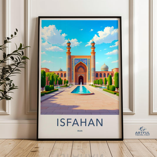 Isfahan Wall Art Print, Iran Travel Poster, Middle Eastern Architecture, Cityscape Art, Persian Wall Decor, Mosque Artwork