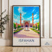Isfahan Iran architecture print, Islamic art wall decor, Middle Eastern landscape, Mosque illustration, Travel poster wall art
