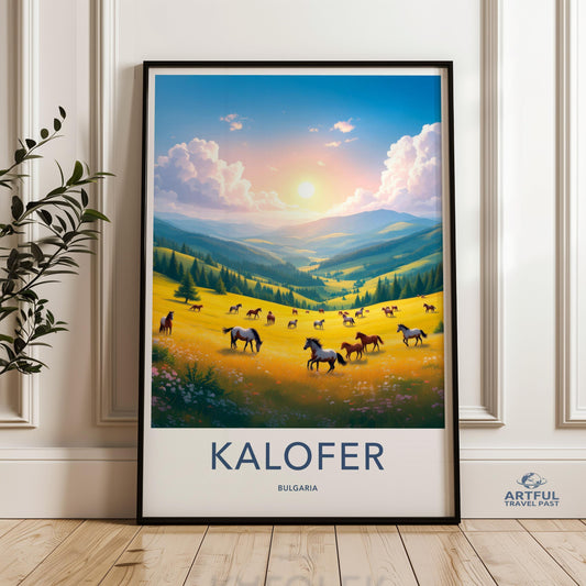 Scenic Sunrise Landscape Wall Art, Pastoral Horse Meadow Print, Sunrise in Kalofer Bulgaria, Country Side Decor, Bedroom Living Room Art