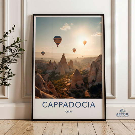 Hot Air Balloons Over Cappadocia Sunrise Landscape Wall Art, Magical Hot Air Balloons in Turkey Poster, Cappadocia Scenic Print