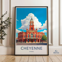 Cheyenne Wyoming Wall Art Print, Cheyenne Cityscape Poster, Historic Cheyenne Architecture Decor, Wyoming Travel Artwork, USA Landmark