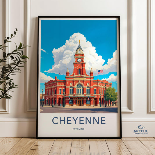 Cheyenne Wyoming Wall Art Print, Cheyenne Cityscape Poster, Historic Cheyenne Architecture Decor, Wyoming Travel Artwork, USA Landmark