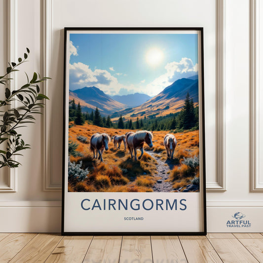 Cairngorms National Park Herd of Ponies Wall Art, Scotland Landscape Photography Print, Nature Home Decor, Highland Scene Poster