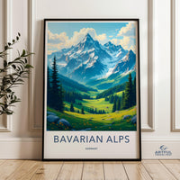 Bavarian Alps Wall Art, Mountain Landscape Print, Travel Poster, Germany Scenic View, Alpine Home Decor, Nature Photography Artwork