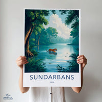Scenic Sundarbans Art Print, India Wildlife Wall Decor, Bengal Tiger Home Decor, Nature Lover Gift, Jungle Landscape Poster