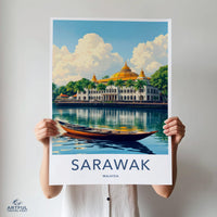 Sarawak Malaysia Travel Poster, Scenic Landscape Wall Art, Cultural Destination Print, Travel Souvenir Decor, Gift for Travelers