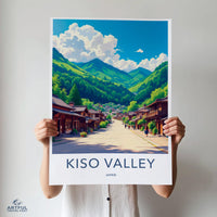 Kiso Valley Japan Poster, Scenic Japanese Village Art Print, Travel Destination Wall Art, Japanese Landscape Decor, Gift for Travelers