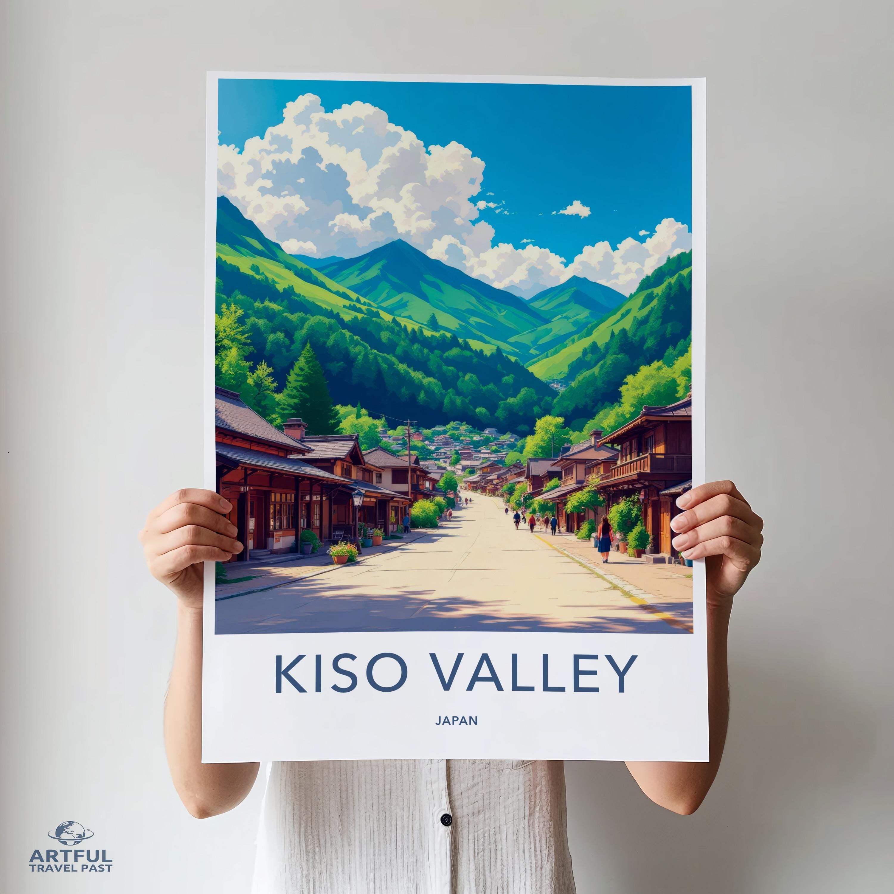 Kiso Valley Japan Poster, Scenic Japanese Village Art Print, Travel Destination Wall Art, Japanese Landscape Decor, Gift for Travelers
