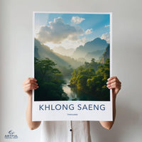 Klong Saeng Nature Poster, Thailand Travel Wall Art, Scenic Landscape Print, Nature Photography Decor, Adventure Gift
