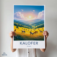 Kalofer Bulgaria Poster, Nature Art Print, Scenic Wall Art, Horse Landscape Decor, Travel Souvenir, Sunset Meadow Scenery