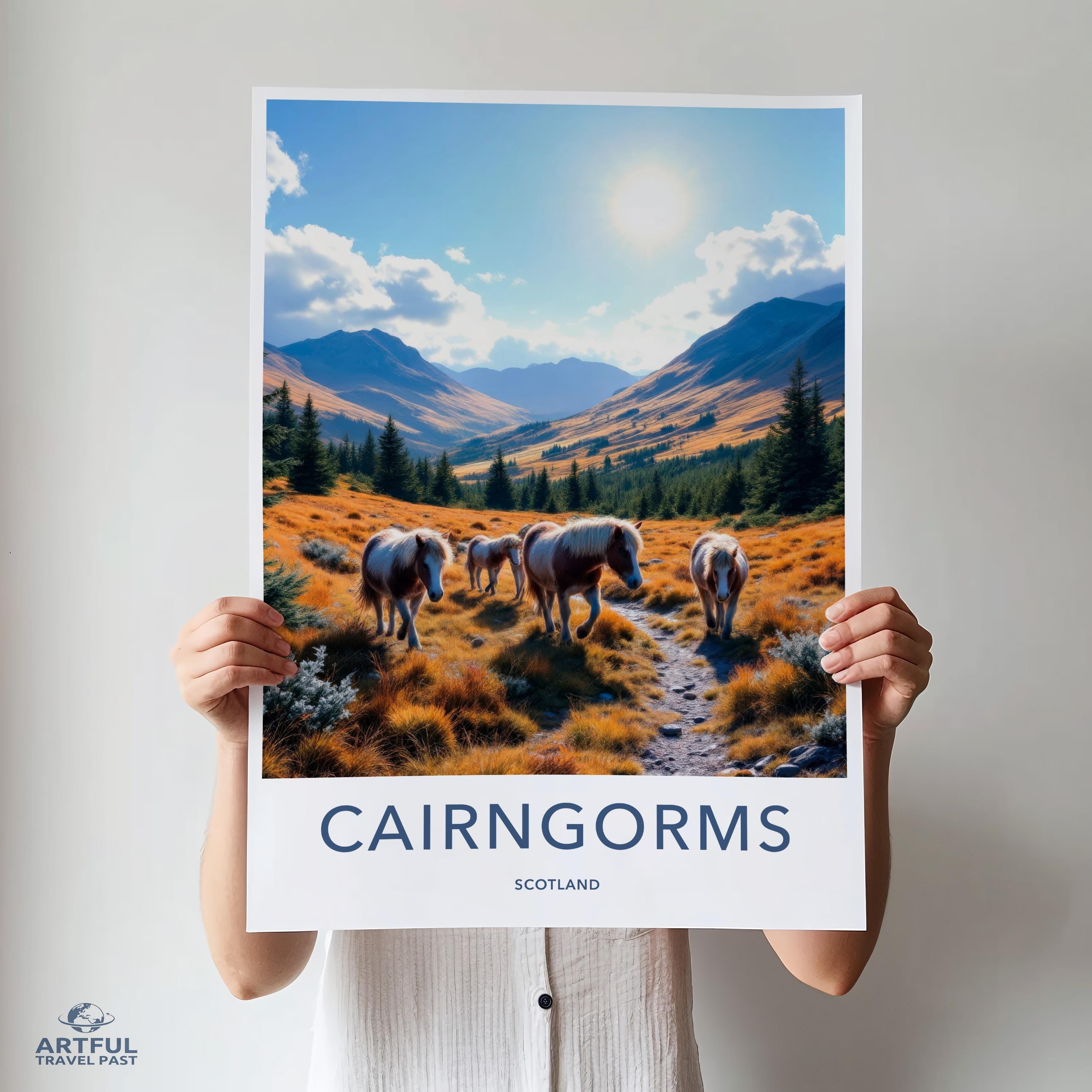 Cairngorms Scotland art print, Scenic travel poster, Landscape wall art, Scottish Highlands decor, Nature photography, Mountain view art